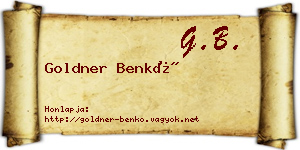 Goldner Benkő névjegykártya